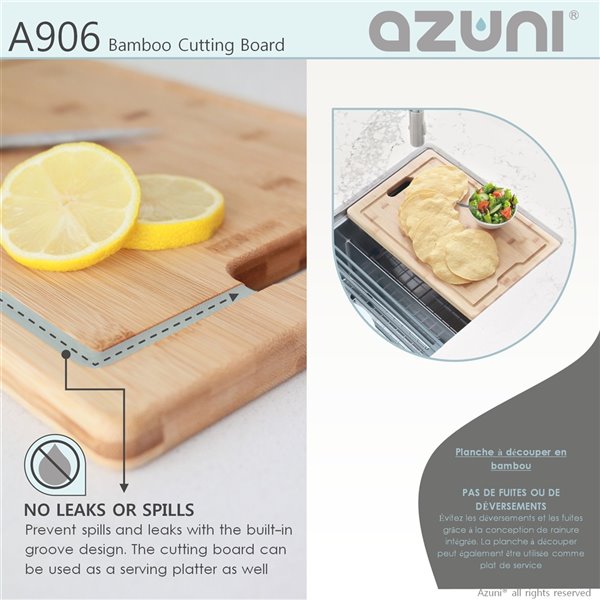 Azuni 16.75 l. x 11 L. Bamboo Cutting Board for Kitchen Sink
