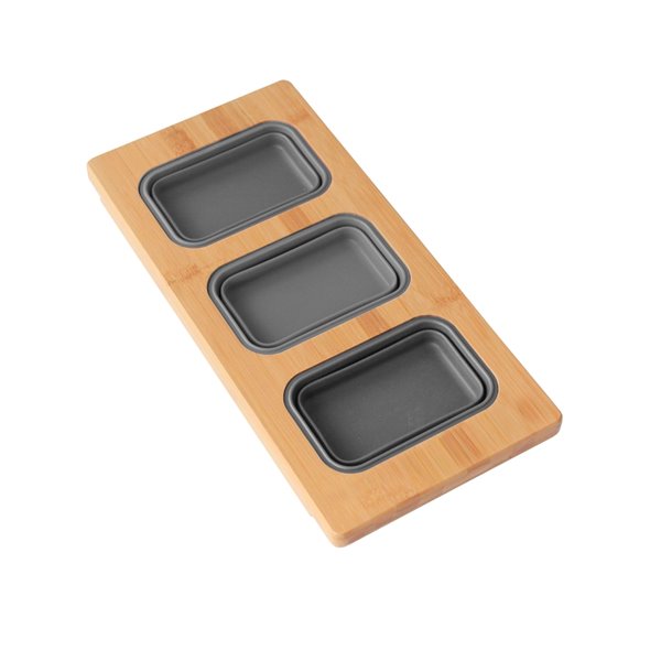 Image of Azuni | 18-In L. X 8.6-In W Kitchen Sink Bamboo Serving Board Set With 3 Collapsible Containers | Rona