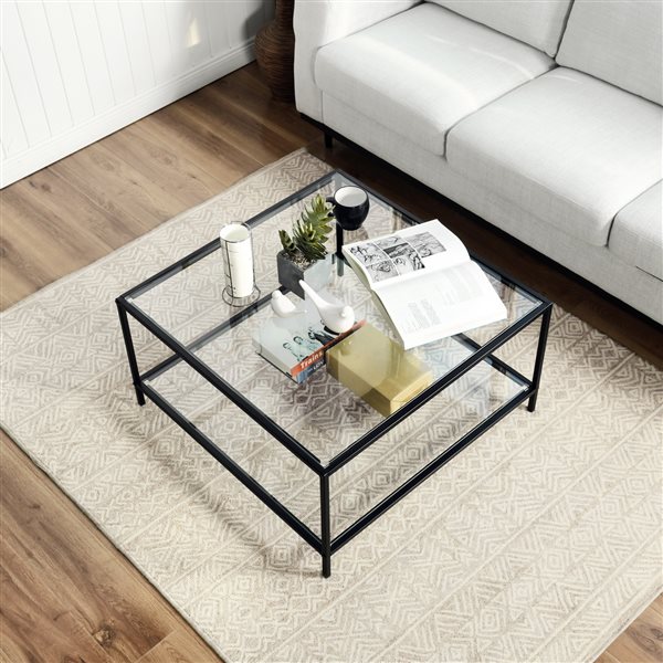 Homy Casa Hudd Clear Glass Coffee Table