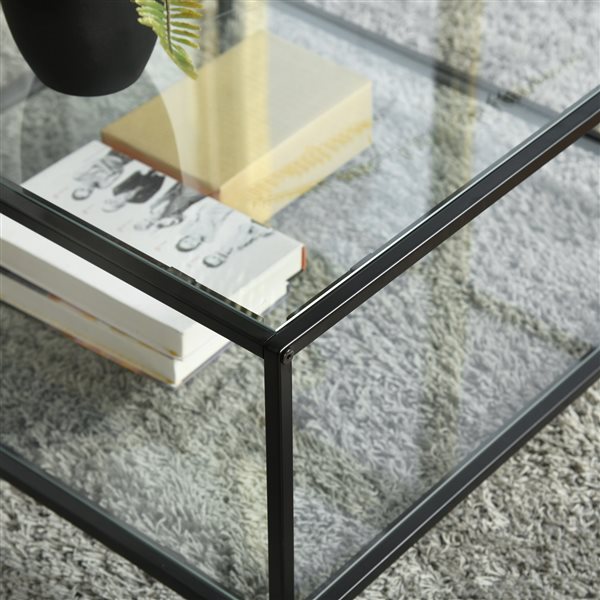 Homy Casa Hudd Clear Glass Coffee Table