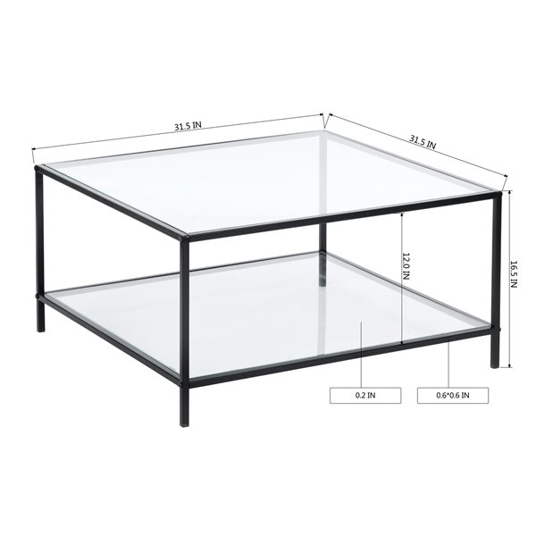 Homy Casa Hudd Clear Glass Coffee Table