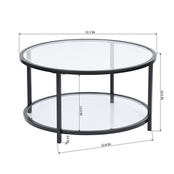 Furniturer Neka Clear Glass Coffee, Round Mirror Coffee Table Canada Ikea