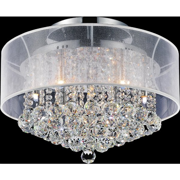 CWI Lighting Radiant 20-in Chrome Contemporary/Modern Halogen Flush mount light