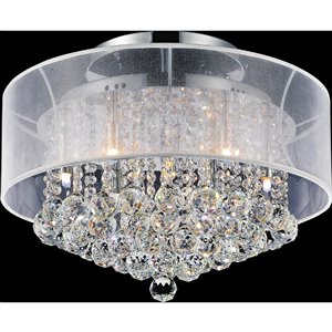 CWI Lighting Radiant 20-in Chrome Contemporary/Modern Halogen Flush mount light