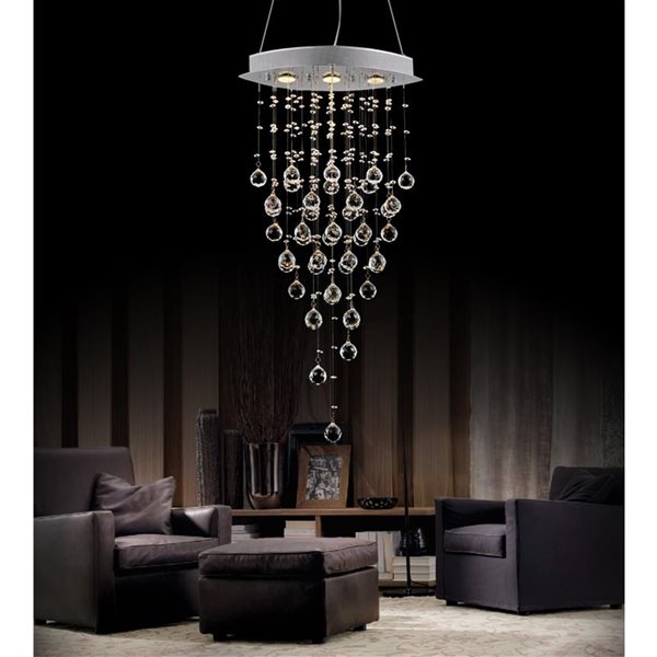 CMI Lighting Robin 3-Light Chrome Glam Chandelier