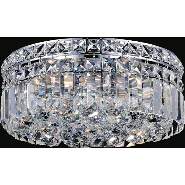 CWI Lighting Colosseum 12-in Chrome Glam Incandescent Flush mount light