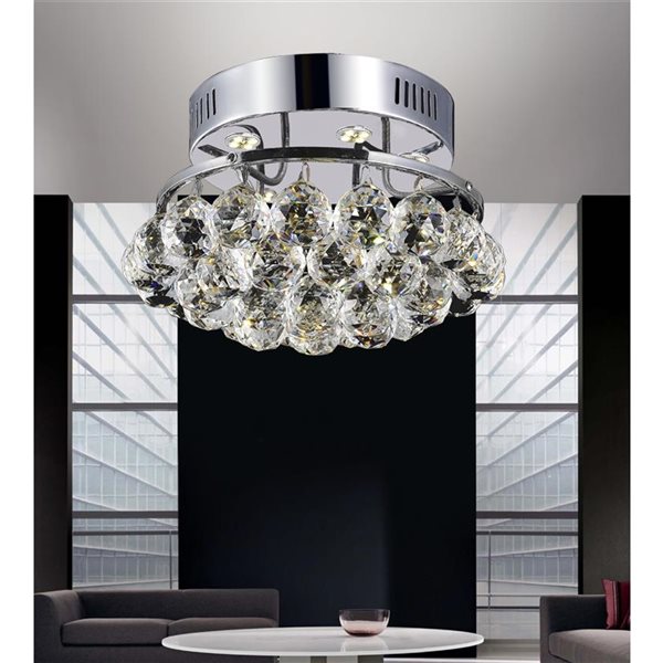 CWI Lighting Queen 11-in Chrome Glam Incandescent Flush mount light