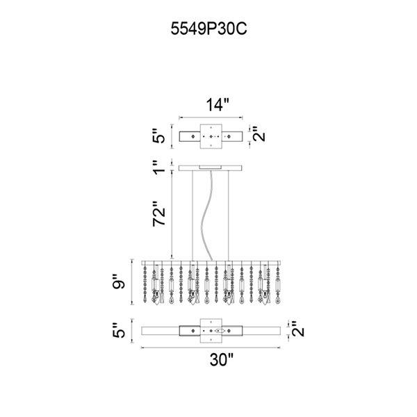 CMI Lighting Janine 4-Light Chrome Glam Chandelier