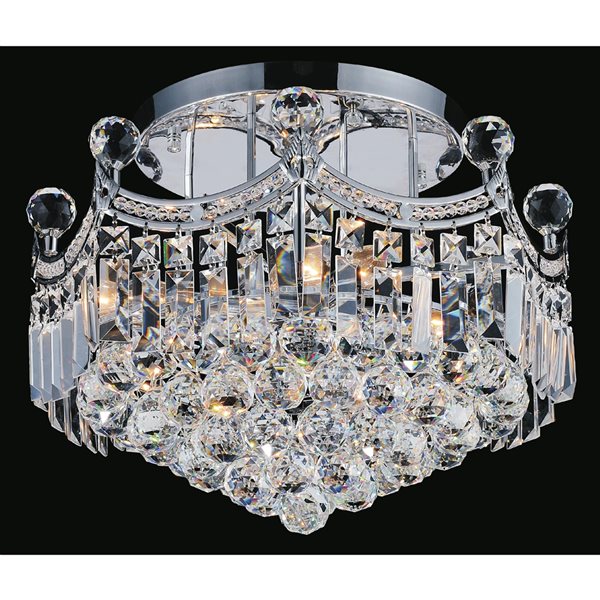 CWI Lighting Amanda 16-in Chrome Glam Incandescent Flush mount light