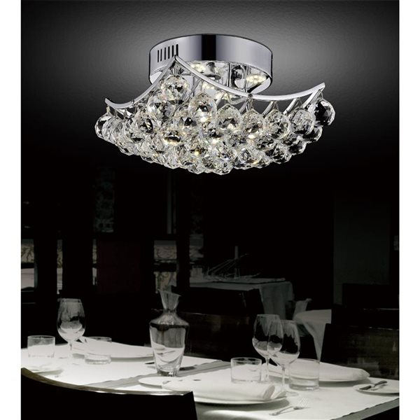 CWI Lighting Queen 17-in Chrome Glam Incandescent Flush mount light