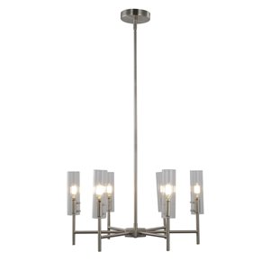 Lustre à 6 lumières en métal transitionnel Windsor de Scott Living, nickel brossé