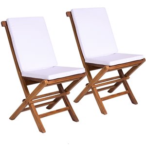 Chaises pliantes en bois de teck Java stationnaires avec sièges en lattes par All Things Cedar, lot de 2