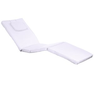 All Things Cedar 1-piece Royal White Patio Steamer Chaise Lounge Chair Cushion