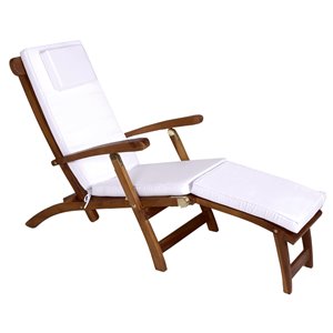 Chaise longue en bois de teck Java stationnaire avec siège en lattes par All Things Cedar, lot de 1