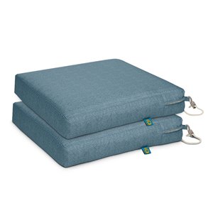 Coussin de chaise de patio carré Weekend ombre bleue de Duck Covers, ens. de 2