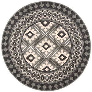 Safavieh Veranda Eyvor 5-ft x 5-ft Blue/Chocolate Round Indoor/Outdoor Abstract Bohemian/Eclectic Area Rug