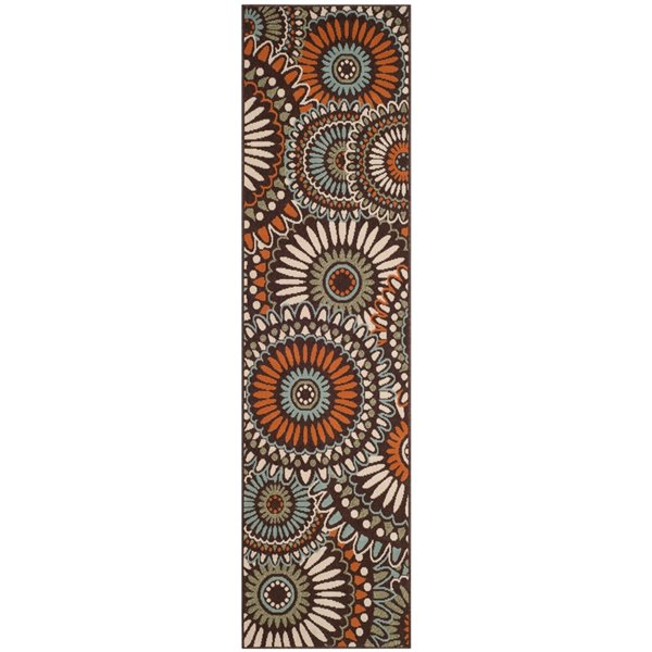 Safavieh Veranda Sissy 2-ft x 8-ft Chocolate/Terracotta Rectangular Indoor/Outdoor Floral/Botanical Coastal Runner