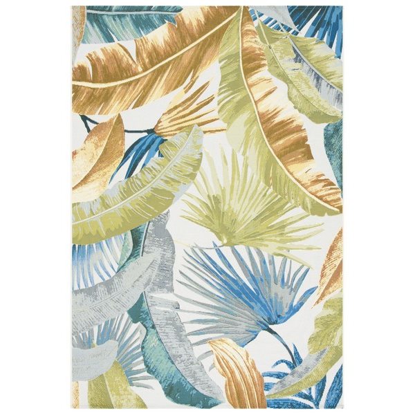 Safavieh Barbados 9-ft x 12-ft Gold/Green Rectangular Indoor/Outdoor Floral/Botanical Tropical Area Rug