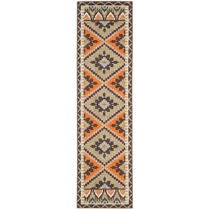 Safavieh Veranda Vitaline 2-ft x 12-ft Green/Terracotta Rectangular Indoor/Outdoor Abstract Bohemian/Eclectic Runner