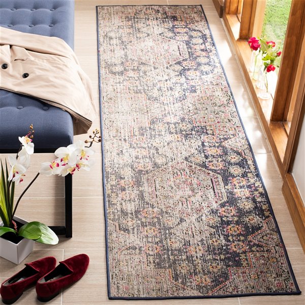 Safavieh Montage 2-ft x 8-ft Black/Multi Rectangular Indoor/Outdoor Distressed/Overdyed Oriental Runner