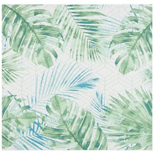 Safavieh Barbados 7-ft x 7-ft Green/Teal Square Indoor/Outdoor Floral/Botanical Tropical Area Rug