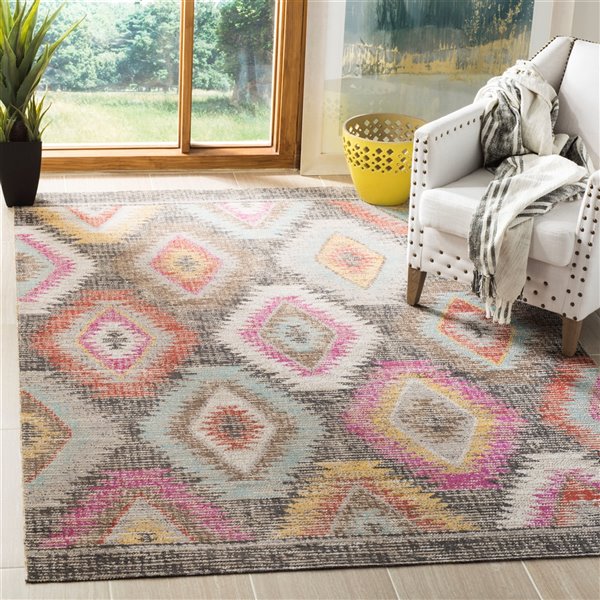 Safavieh Montage 3-ft x 5-ft Grey/Multi Rectangular Indoor/Outdoor Distressed/Overdyed Southwestern Throw Rug