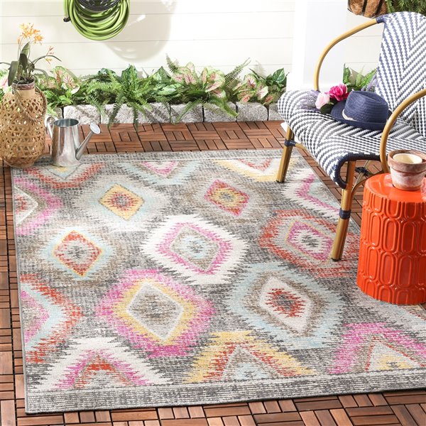 Safavieh Montage 3-ft x 5-ft Grey/Multi Rectangular Indoor/Outdoor Distressed/Overdyed Southwestern Throw Rug