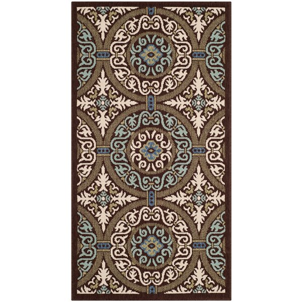 Safavieh Veranda Rexhie 3-ft x 5-ft Chocolate/Cream Rectangular Indoor/Outdoor Medallion Farmhouse/Cottage Throw Rug