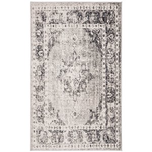 Safavieh Montage 4-ft x 6-ft Grey/Ivory Rectangular Indoor/Outdoor Distressed/Overdyed Farmhouse/Cottage Area Rug