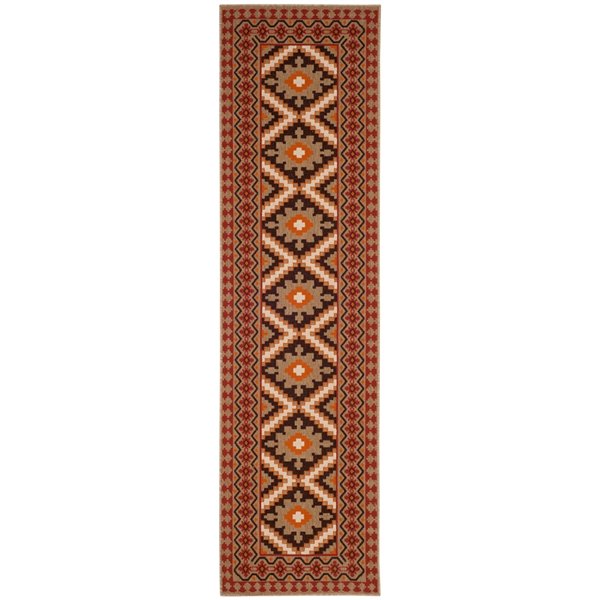 Safavieh Veranda Eyvor 2-ft x 14-ft Red/Natural Rectangular Indoor/Outdoor Abstract Bohemian/Eclectic Runner