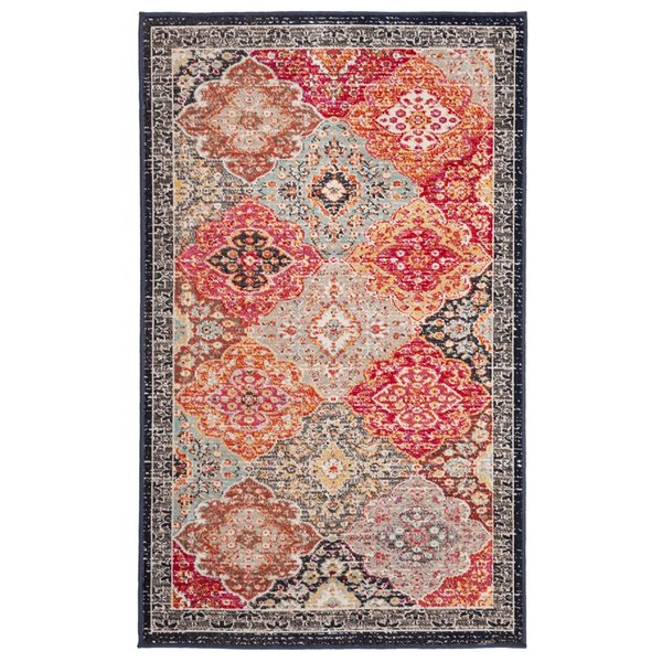 Safavieh Montage 4-ft x 6-ft Red/Aqua Rectangular Indoor/Outdoor Distressed/Overdyed Oriental Area Rug