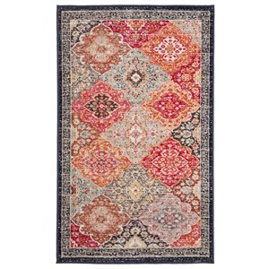 Safavieh Montage 4-ft x 6-ft Red/Aqua Rectangular Indoor/Outdoor Distressed/Overdyed Oriental Area Rug