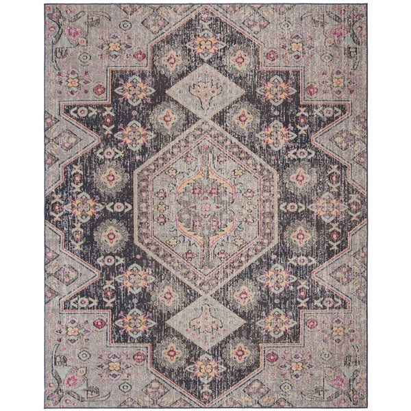 Safavieh Montage 8-ft x 10-ft Black/Multi Rectangular Indoor/Outdoor Distressed/Overdyed Oriental Area Rug