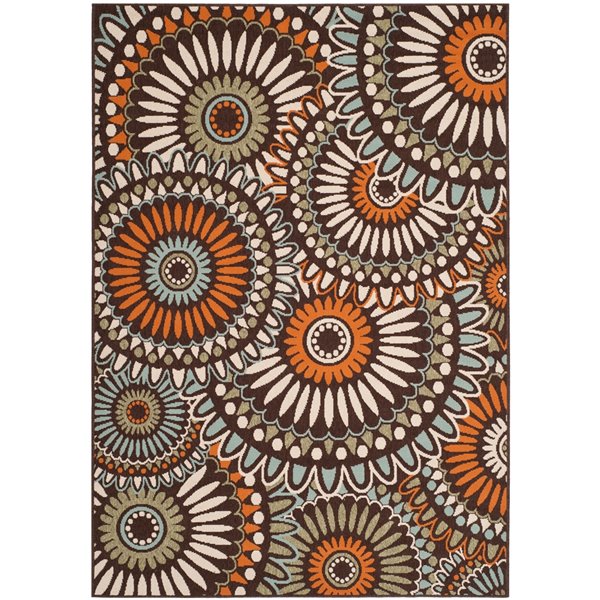 Safavieh Veranda Sissy 4-ft x 6-ft Chocolate/Terracotta Rectangular Indoor/Outdoor Floral/Botanical Coastal Area Rug