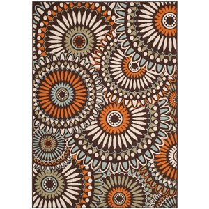 Safavieh Veranda Sissy 4-ft x 6-ft Chocolate/Terracotta Rectangular Indoor/Outdoor Floral/Botanical Coastal Area Rug