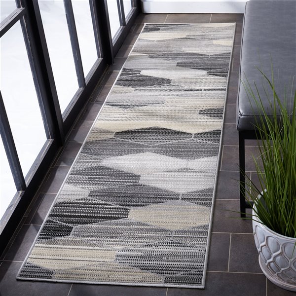 Safavieh Montage 2-ft x 8-ft Grey/Dark Grey Rectangular Indoor/Outdoor Abstract N/A Runner