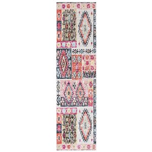 Safavieh Montage 2-ft x 8-ft Aqua/Fuchsia Rectangular Indoor/Outdoor Abstract Southwestern Runner