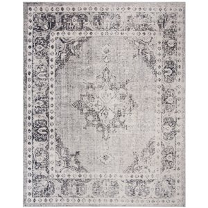 Safavieh Montage 9-ft x 12-ft Grey/Ivory Rectangular Indoor/Outdoor Distressed/Overdyed Farmhouse/Cottage Area Rug