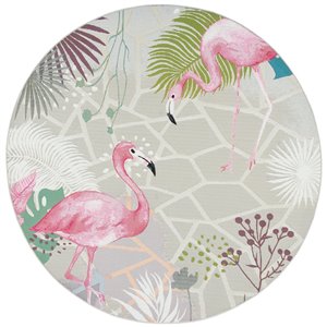 Safavieh Barbados 7-ft x 7-ft Grey/Pink Round Indoor/Outdoor Floral/Botanical Tropical Area Rug