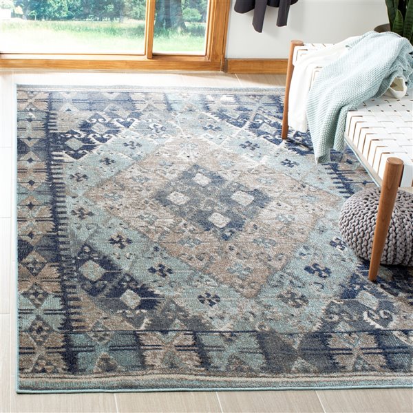 Safavieh Montage 4-ft x 6-ft Blue/Grey Rectangular Indoor/Outdoor Abstract Southwestern Area Rug