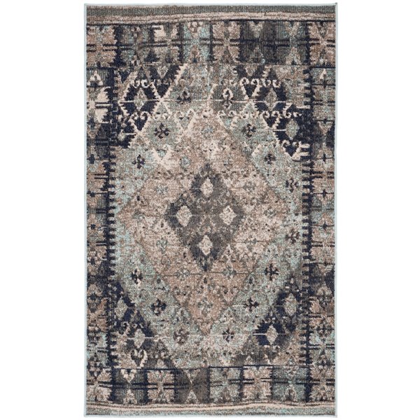 Safavieh Montage 4-ft x 6-ft Blue/Grey Rectangular Indoor/Outdoor Abstract Southwestern Area Rug