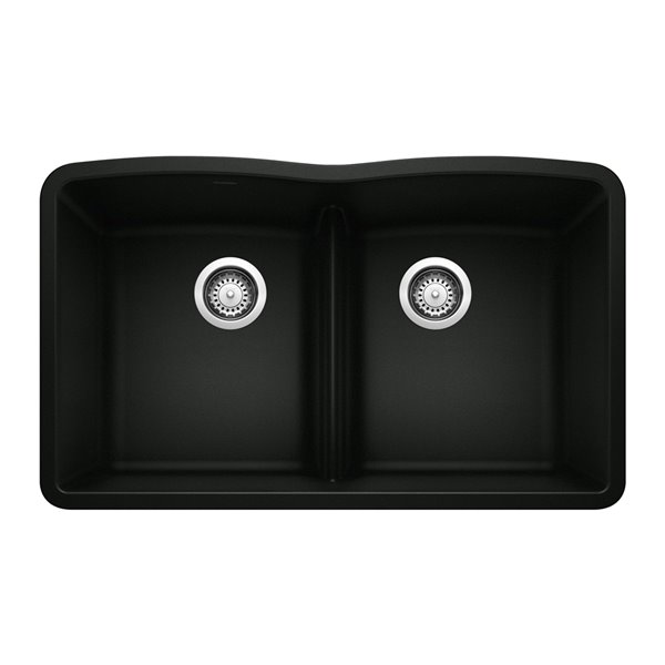 BLANCO Diamond Undermount 32-in x 19.36-in Double Equal Bowl Kitchen Sink in Coal Black