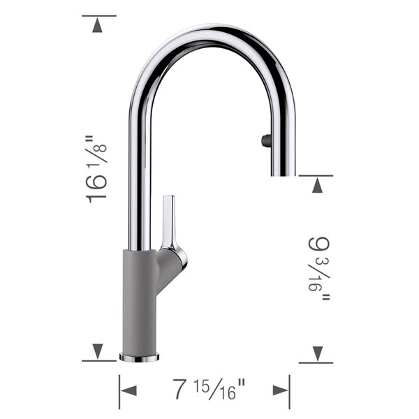 Robinet de cuisine Urbena chrome/gris métallique à 1 poignée à levier pour usage résidentiel de BLANCO