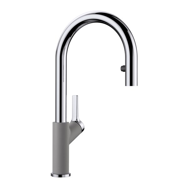 Robinet de cuisine Urbena chrome/gris métallique à 1 poignée à levier pour usage résidentiel de BLANCO