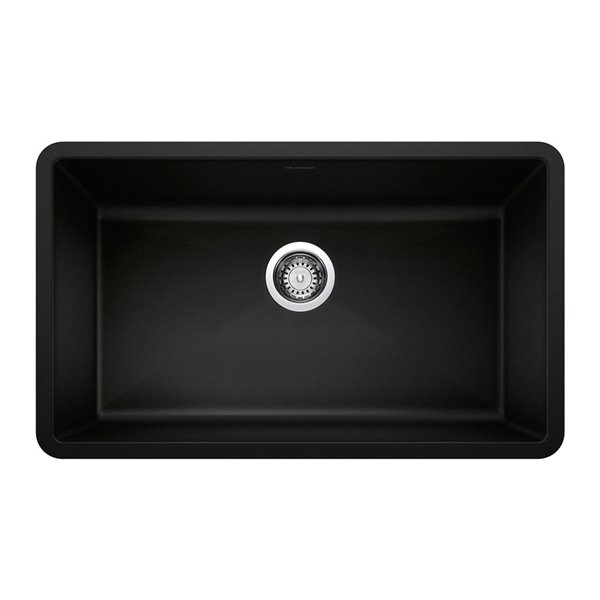 BLANCO Precis Undermount 32-in x 19-in Coal Black Single Bowl Kitchen Sink