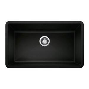 BLANCO Precis Undermount 32-in x 19-in Coal Black Single Bowl Kitchen Sink