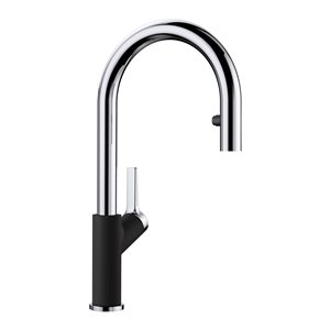 Robinet de cuisine Urbena chrome/noir charbon à 1 poignée à levier pour usage résidentiel de BLANCO