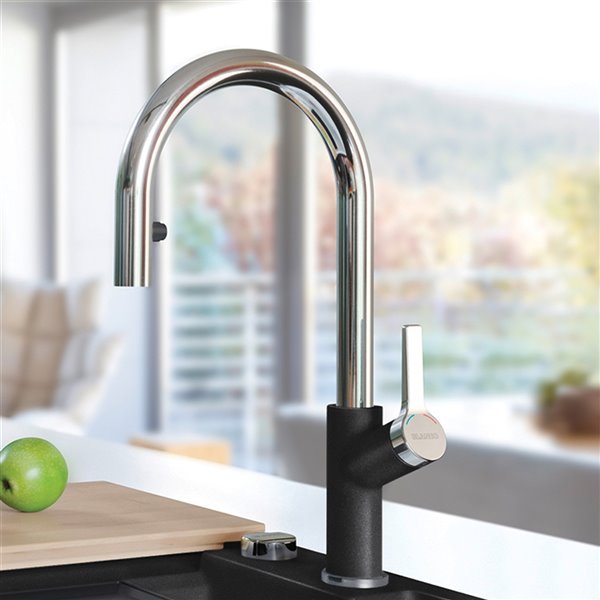 BLANCO Urbena Chrome/anthracite 1-handle Deck Mount Pull-down Handle/lever Residential Kitchen Faucet