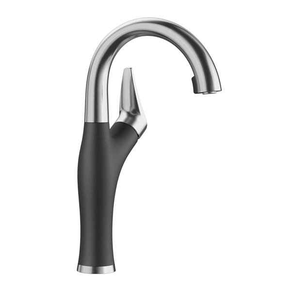 BLANCO Artona PVD Steel/anthracite 1-handle Deck Mount Bar And Prep Handle/lever Residential Kitchen Faucet