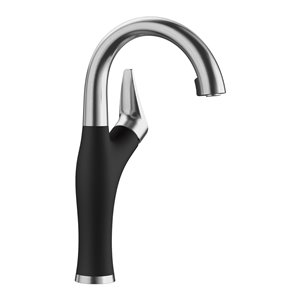 BLANCO Artona PVD Steel/coal Black 1-handle Deck Mount Bar And Prep Handle/lever Residential Kitchen Faucet